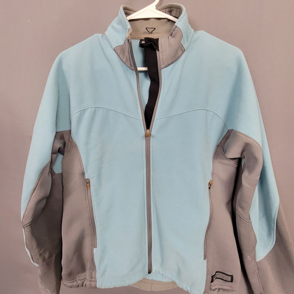 REI Polartec Blue Gray Full Zip Fleece Jacket Warm Outdoor Hiking Layer